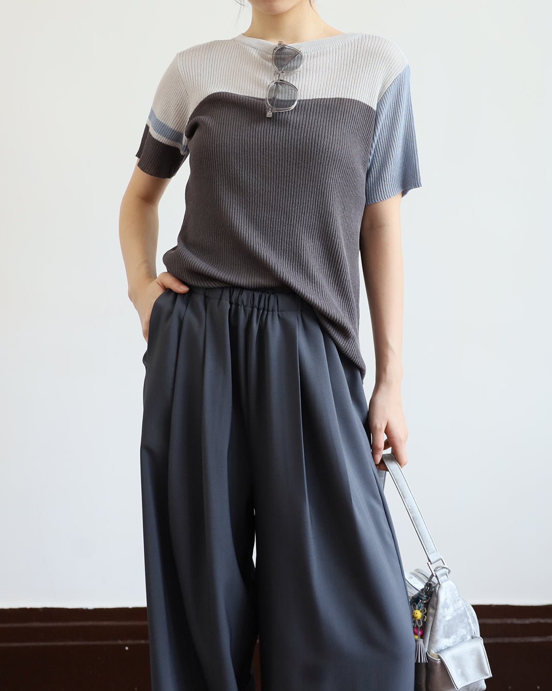 JAPAN BRAND - Color Block Ribbed Top (2 color)