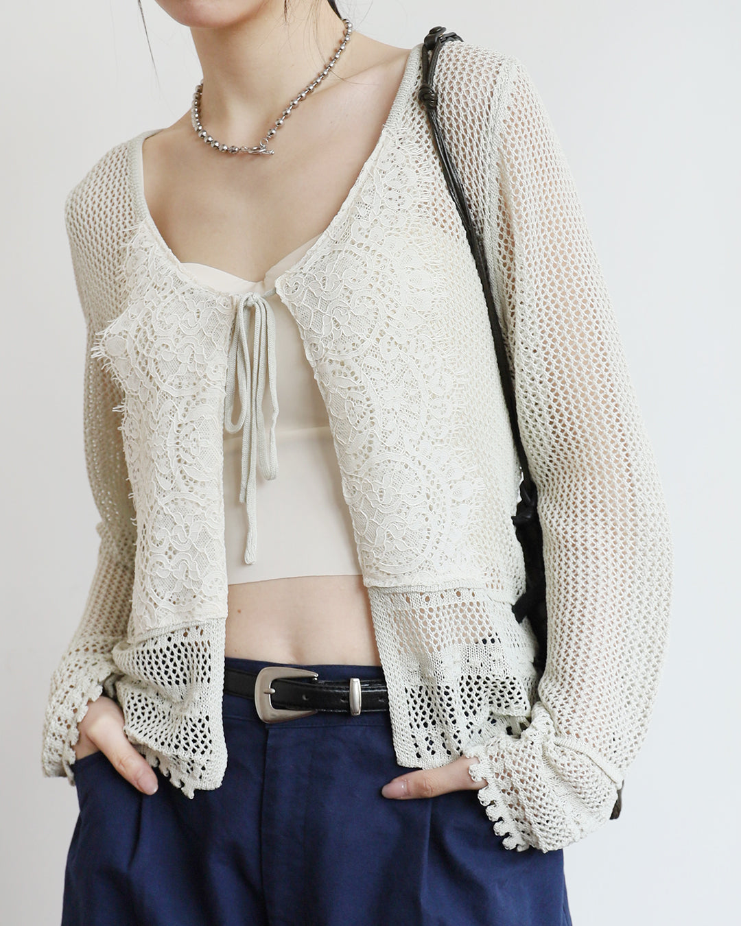 Lace Details Crochet Outer