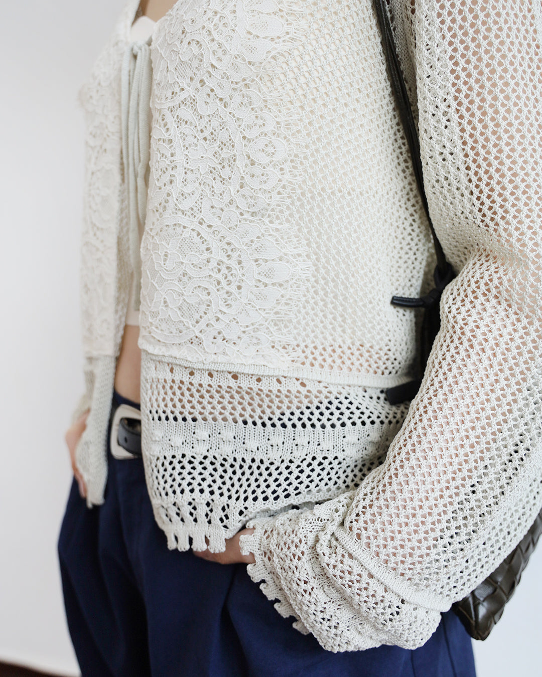 Lace Details Crochet Outer