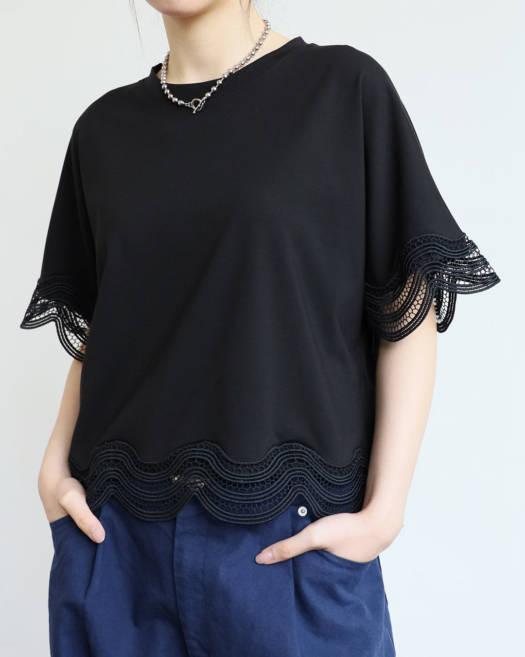 Crochet Trimmed Tee (2 colors)