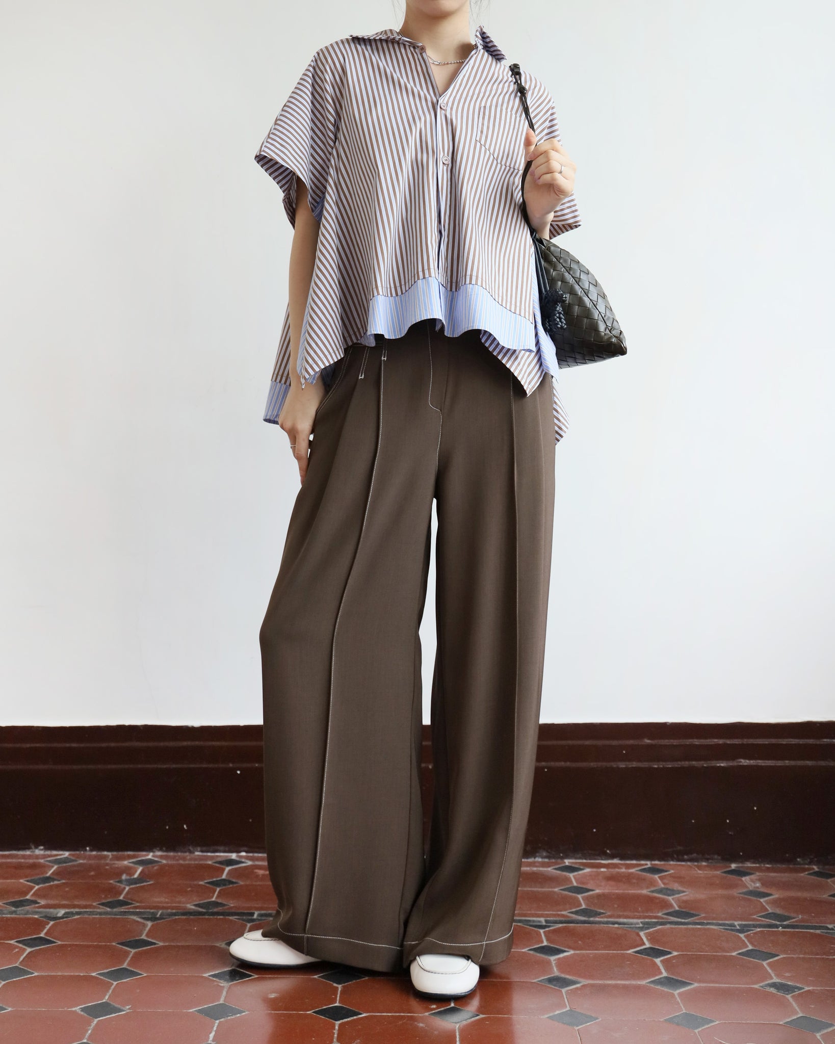 *Contrast Stitch Pleated Pants (3 colors | Size S-L)