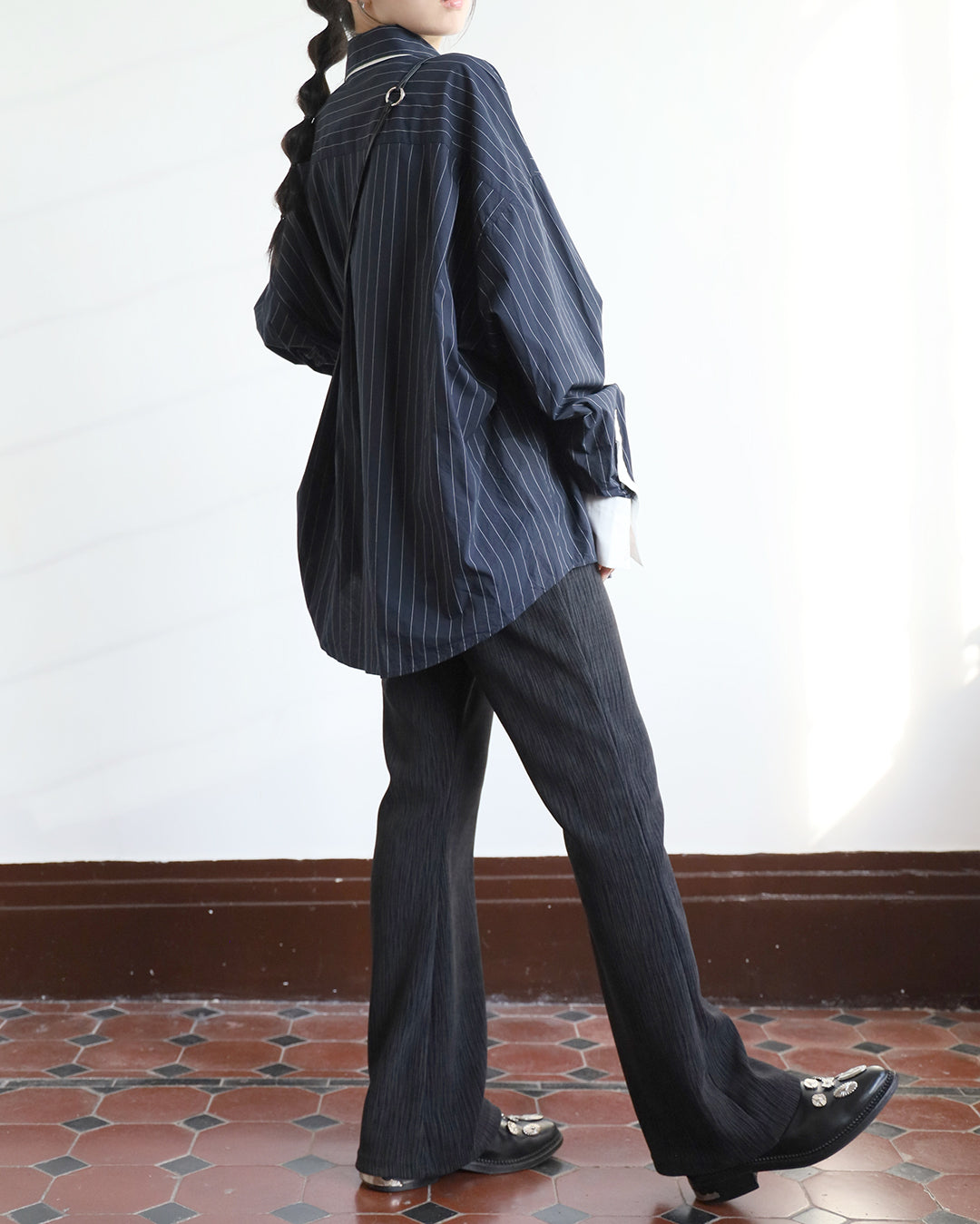 Crinle Fabric Flared Pants (2 color)