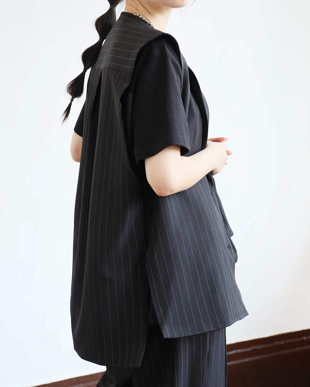 Side Split Pinstriped Vest (2 colors)