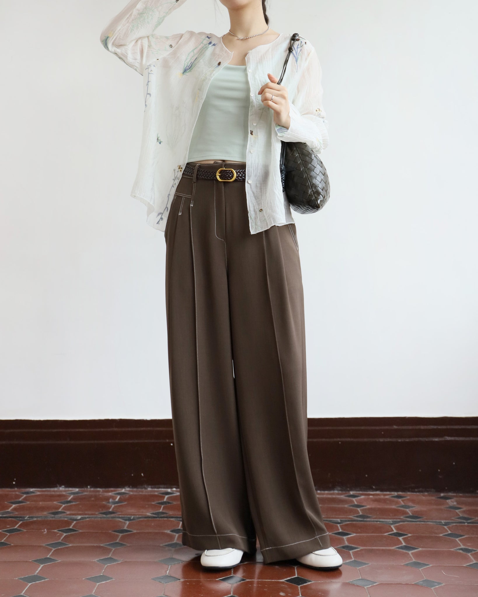 *Contrast Stitch Pleated Pants (3 colors | Size S-L)