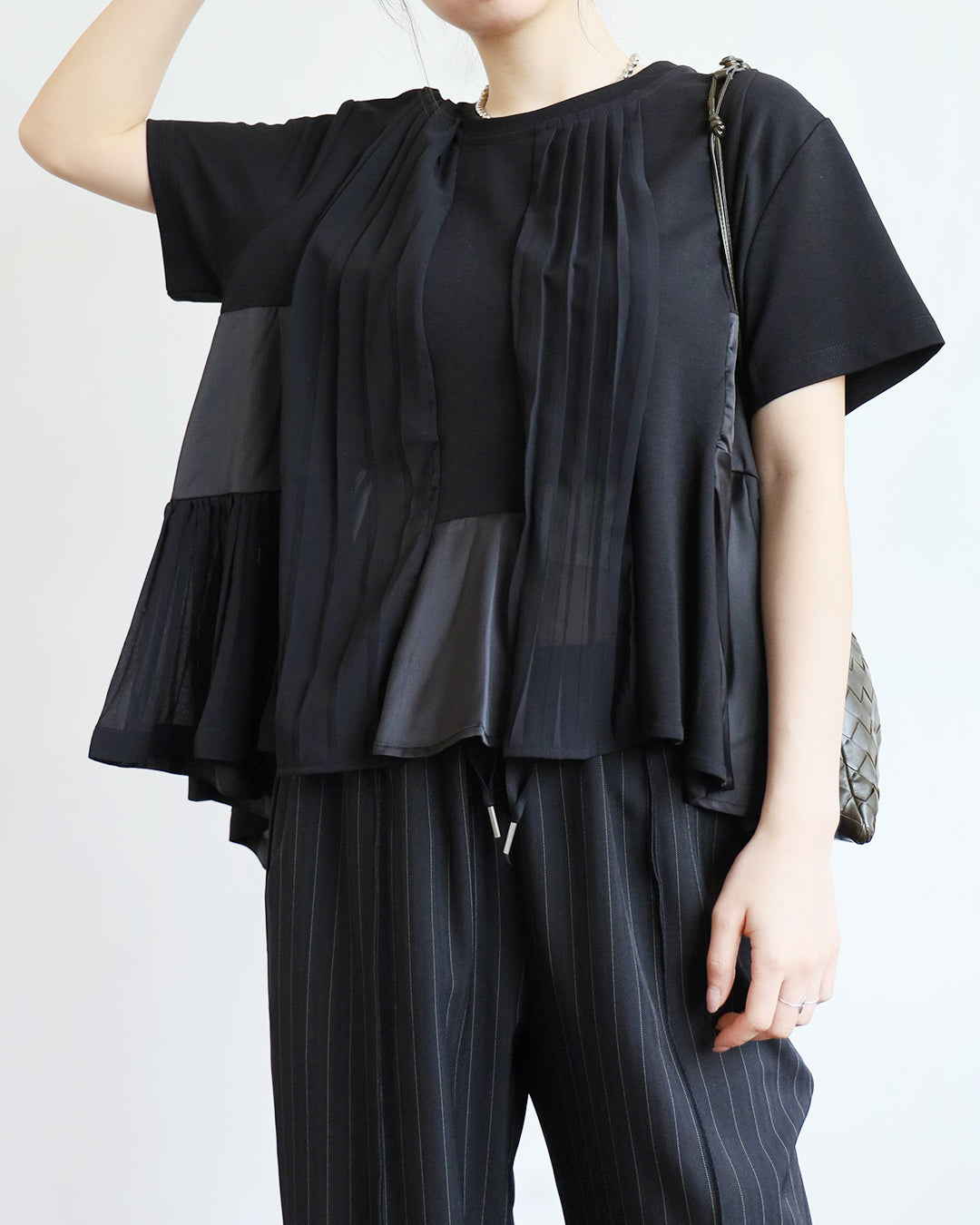 Mix Fabric Pleated Top (3 colors)