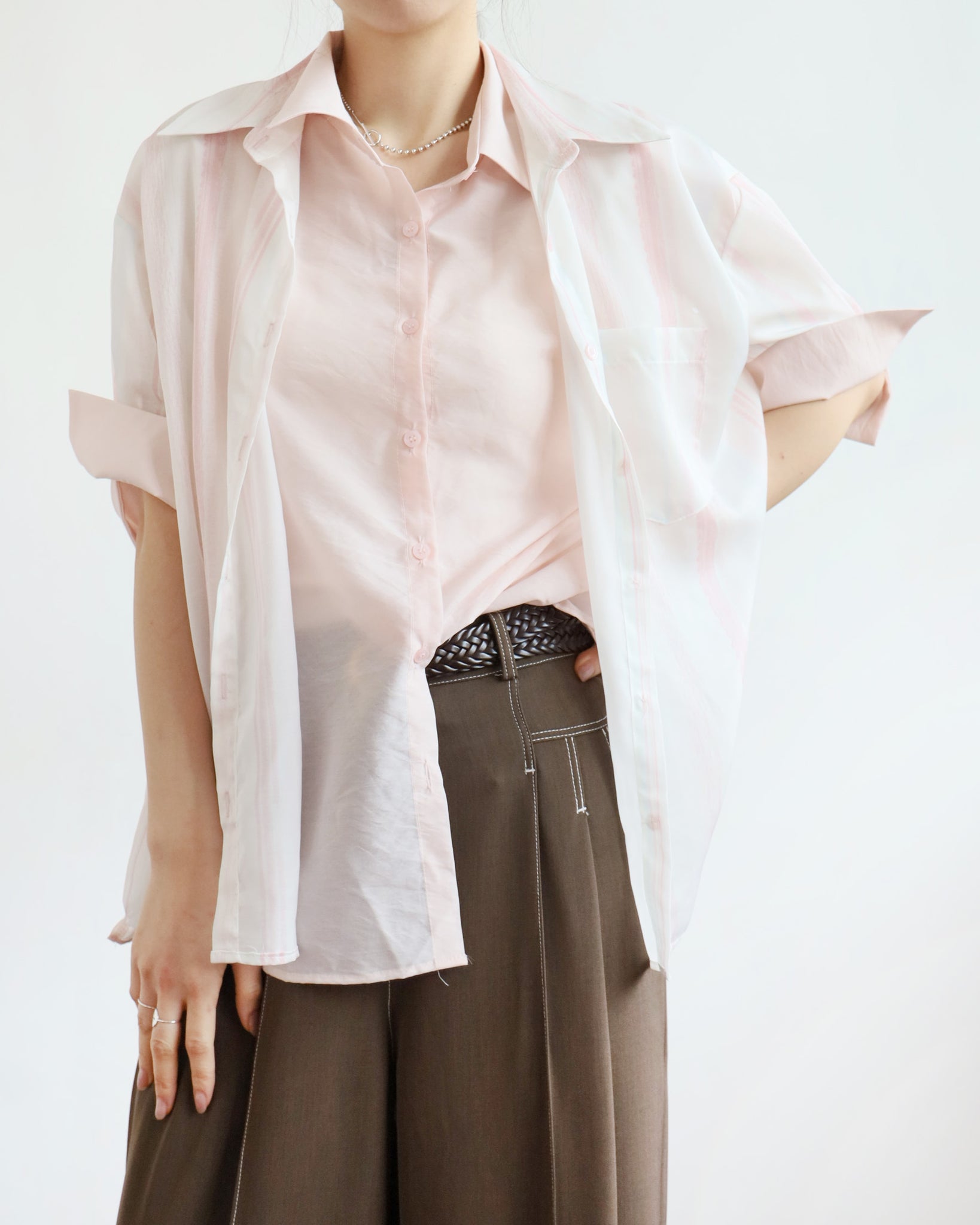 Double Layered Striped Shirt (2 colors)
