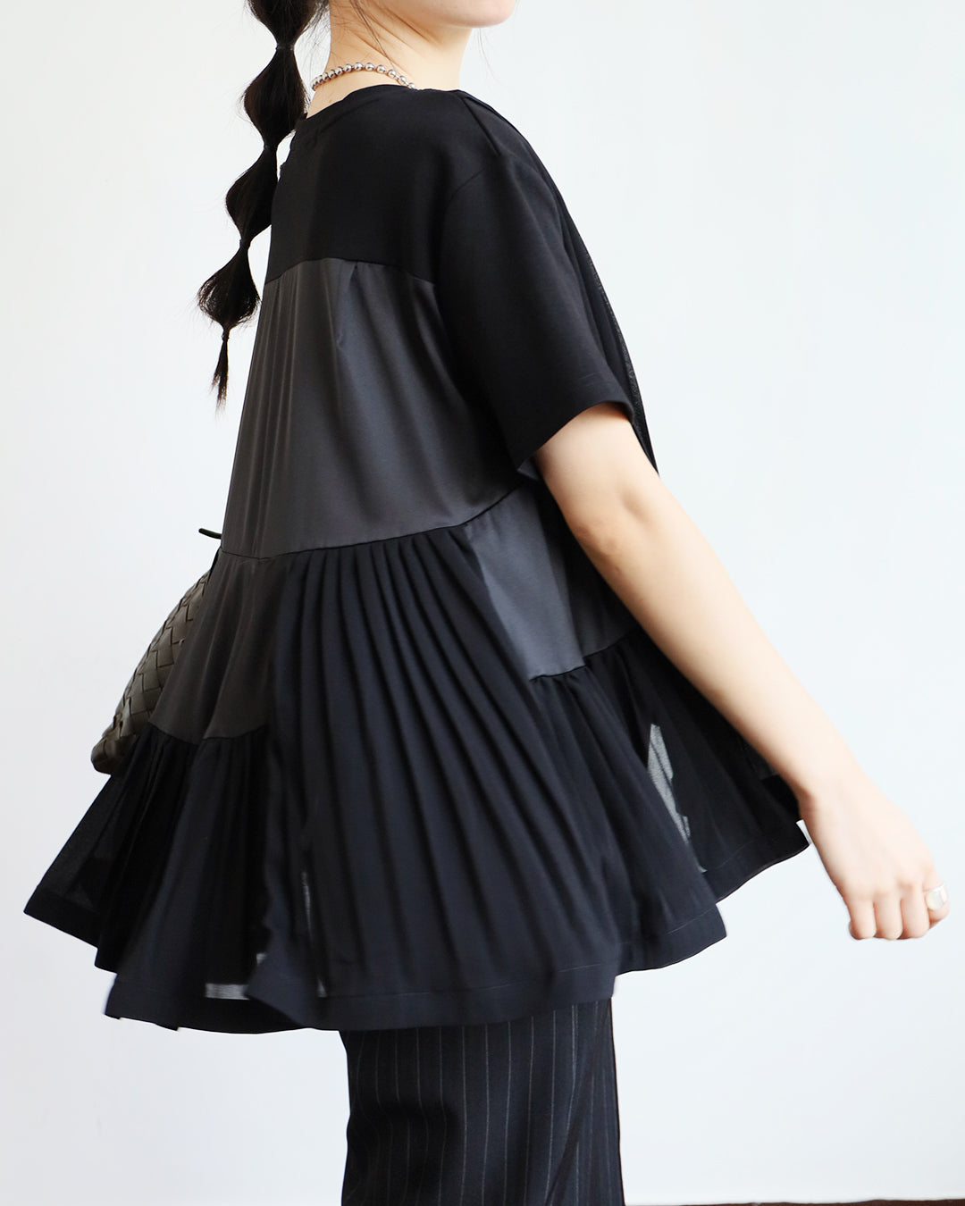 Mix Fabric Pleated Top (3 colors)