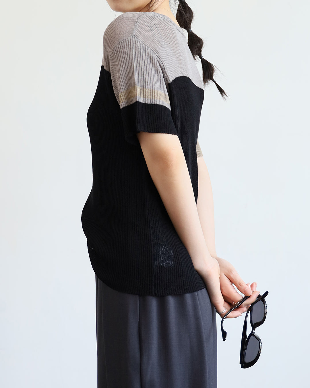 JAPAN BRAND - Color Block Ribbed Top (2 color)