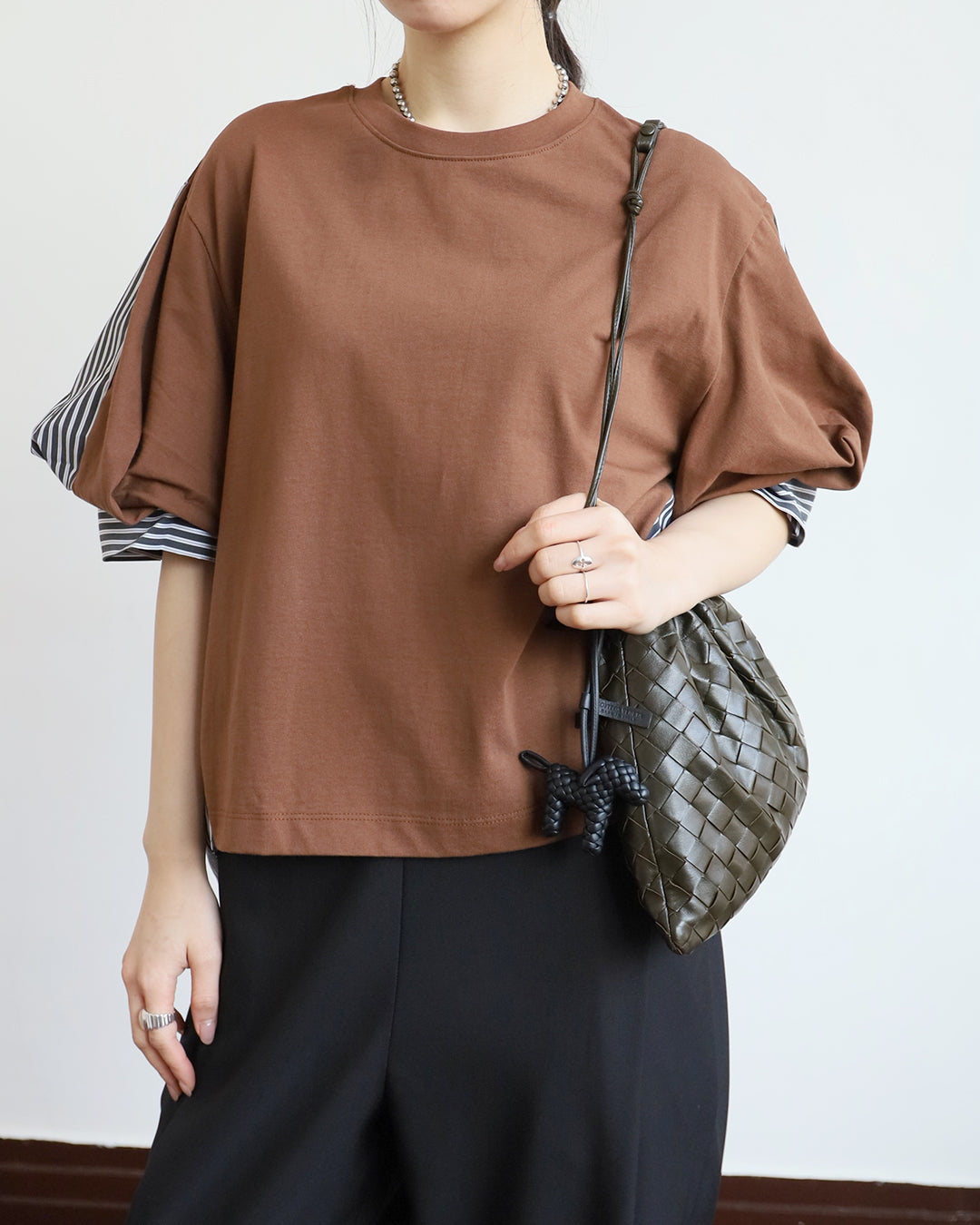 Ballon Sleeved Stripe Back Top (2 colors)