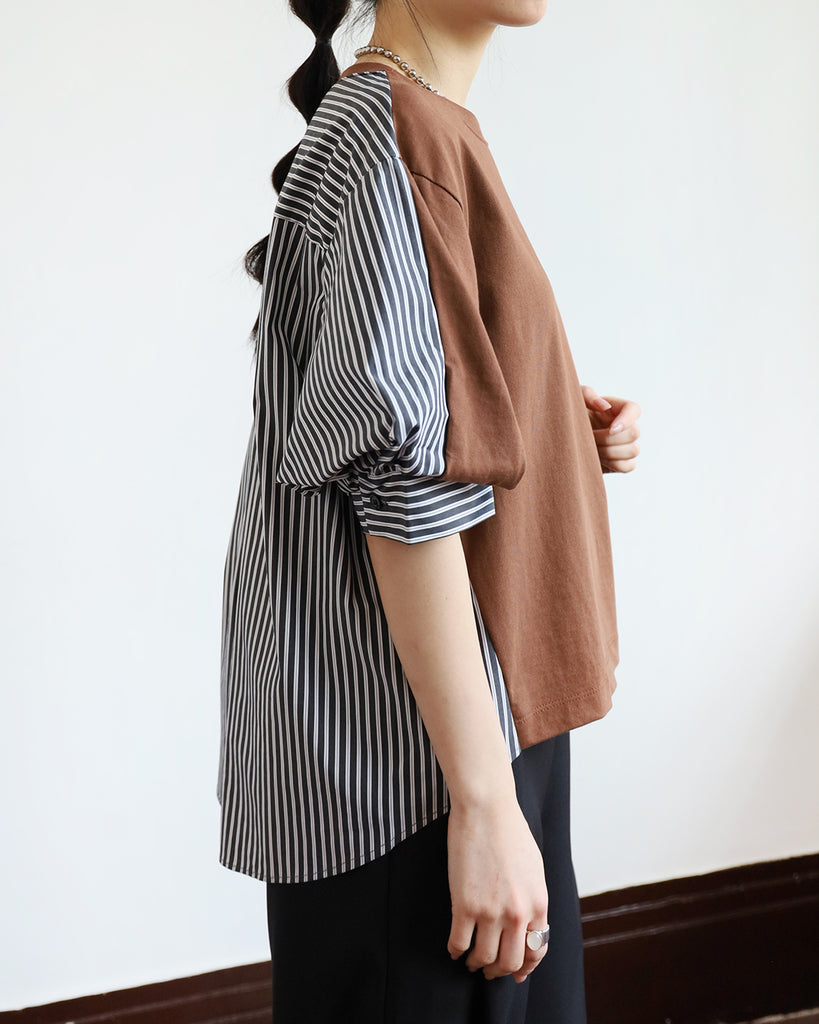 Ballon Sleeved Stripe Back Top (2 colors)