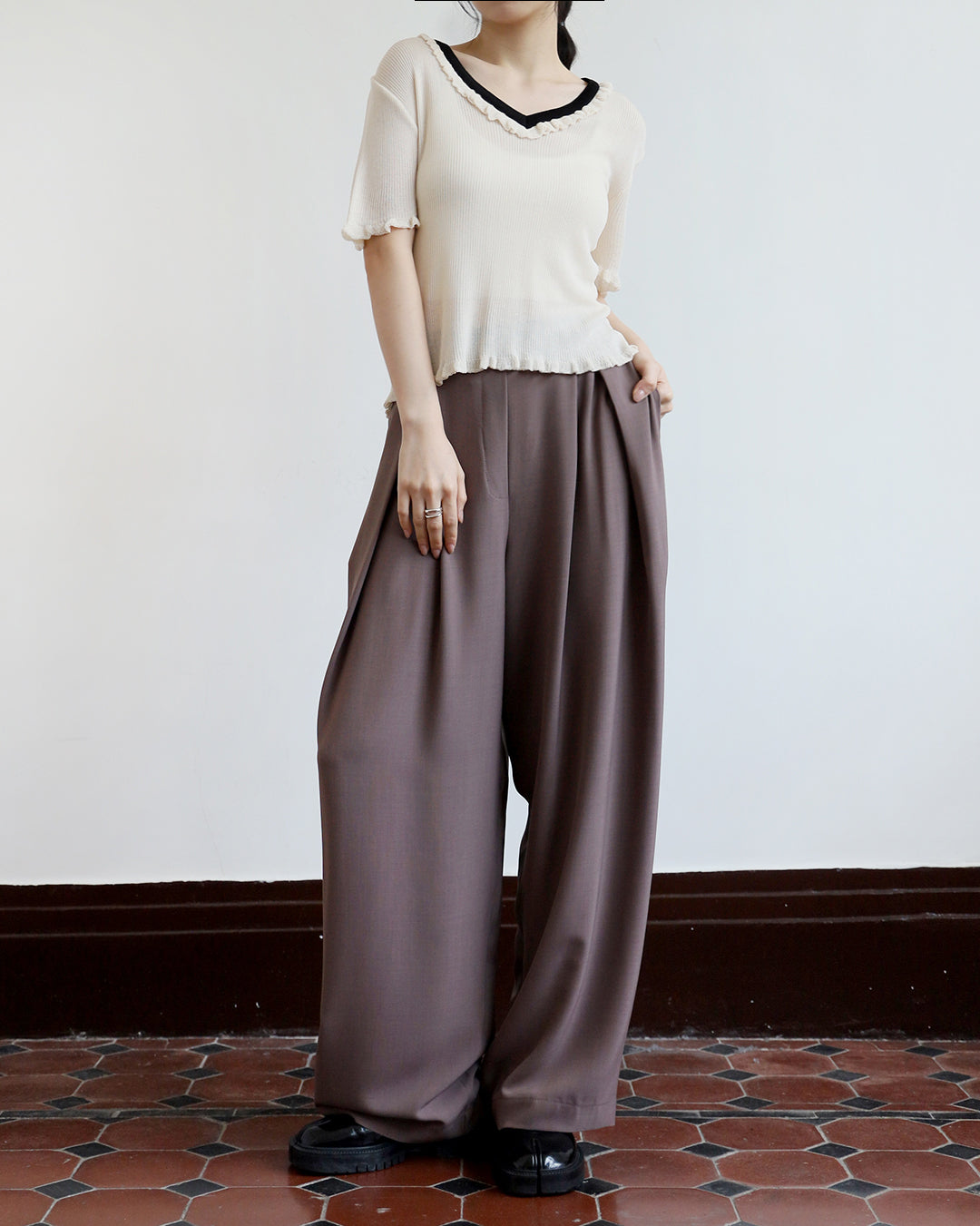 Ruffle Trimmed Knit Top