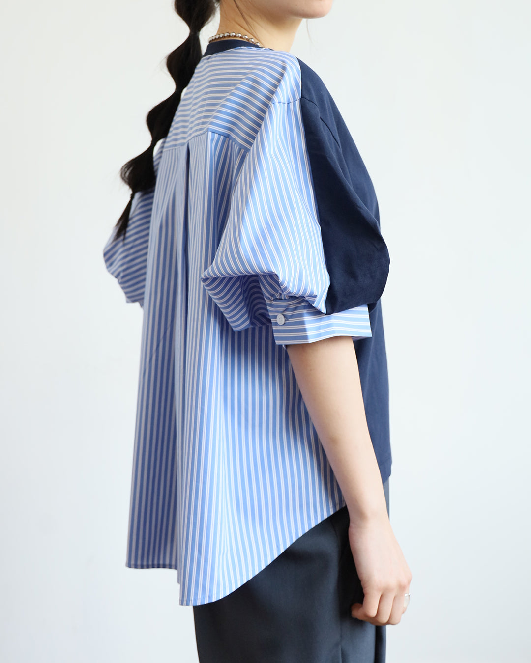 Ballon Sleeved Stripe Back Top (2 colors)