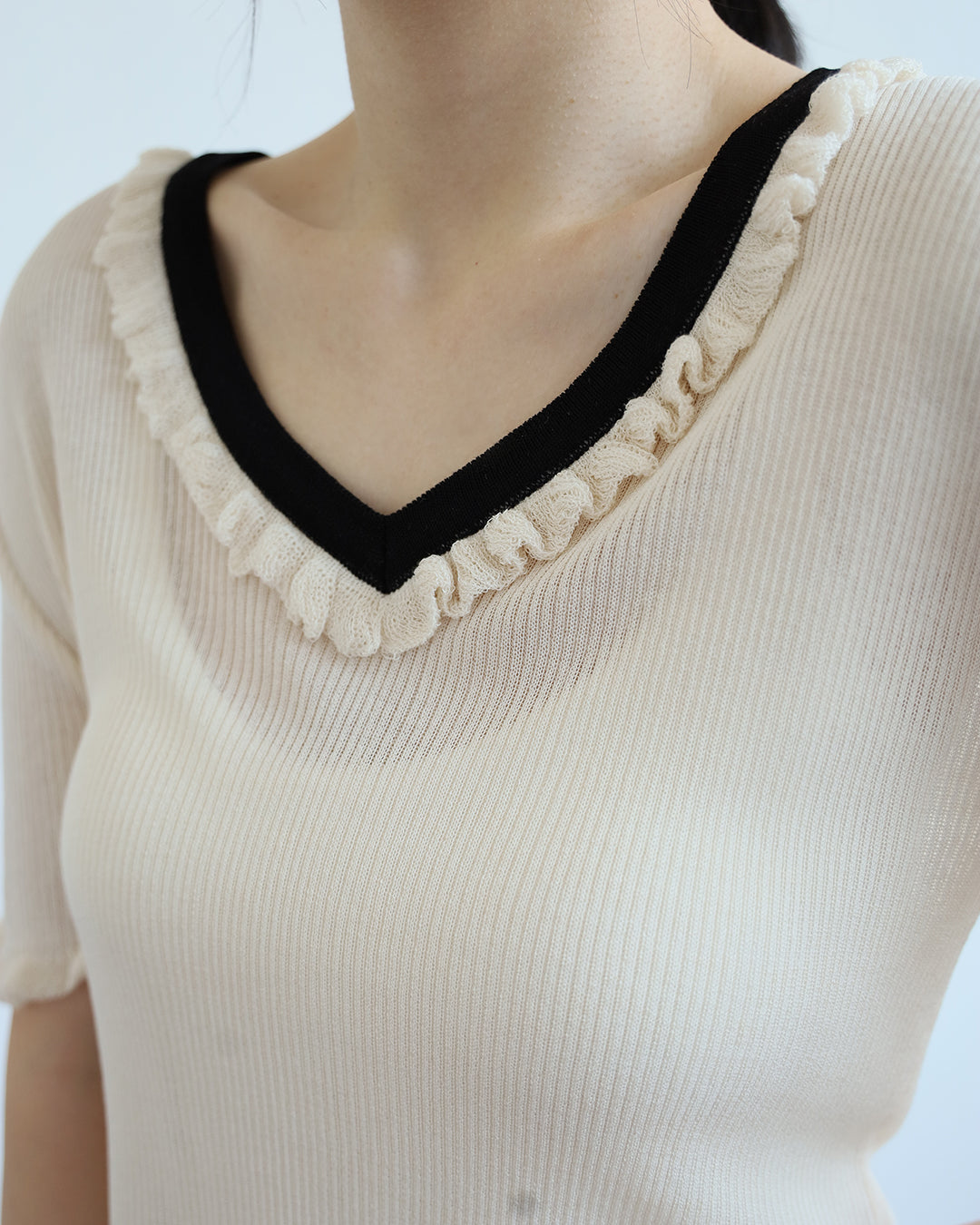 Ruffle Trimmed Knit Top