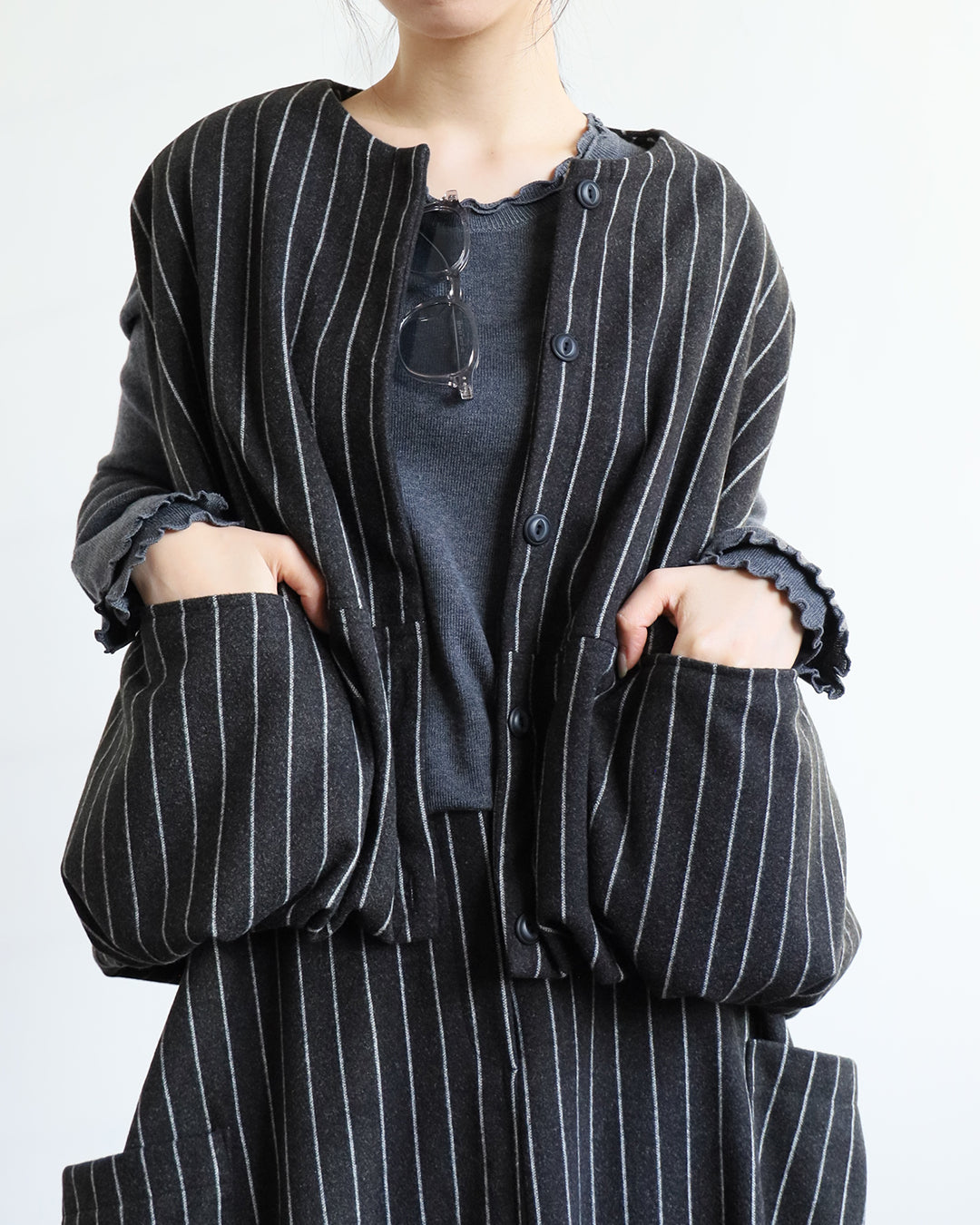 Pinstripe Padded Vest (2 color)