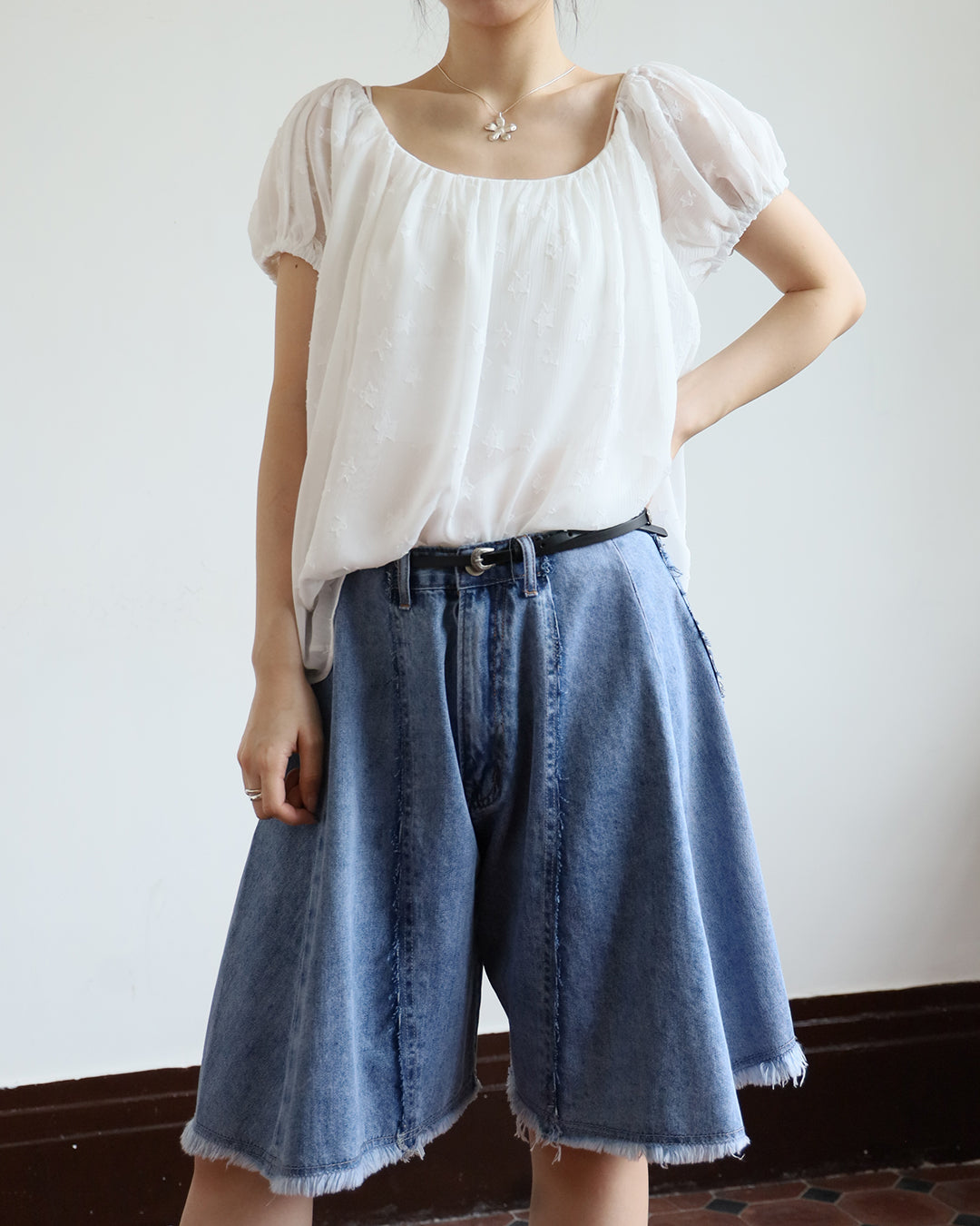 Raw Trim Denim Shorts (Size S-M)