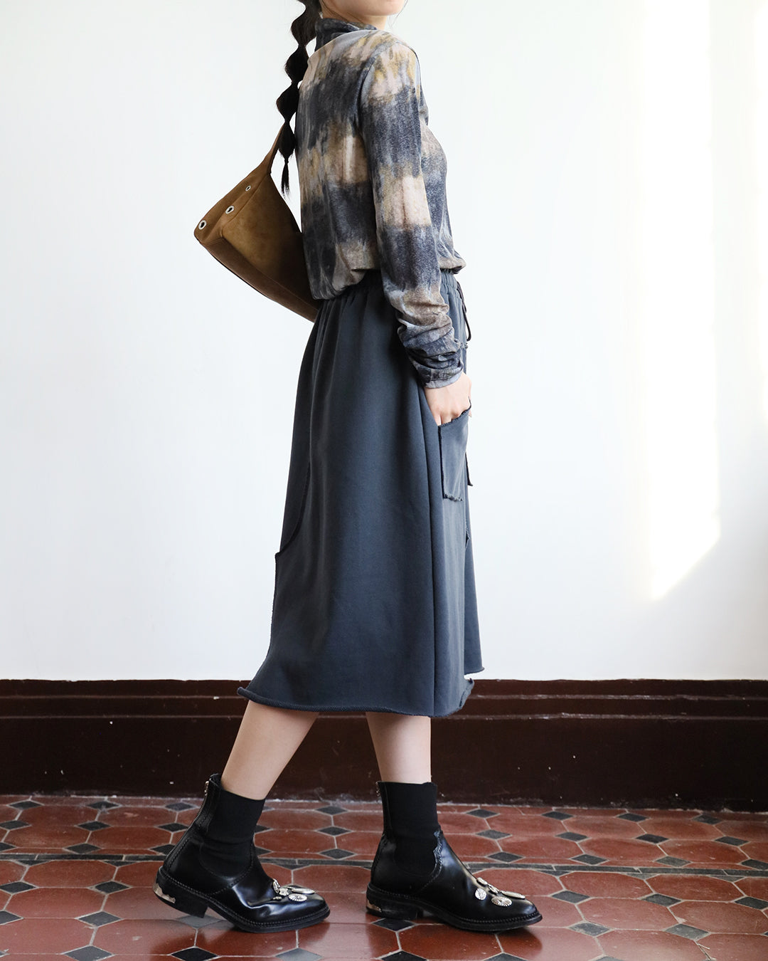 Front Pockets Sweat Skirt (2 color)