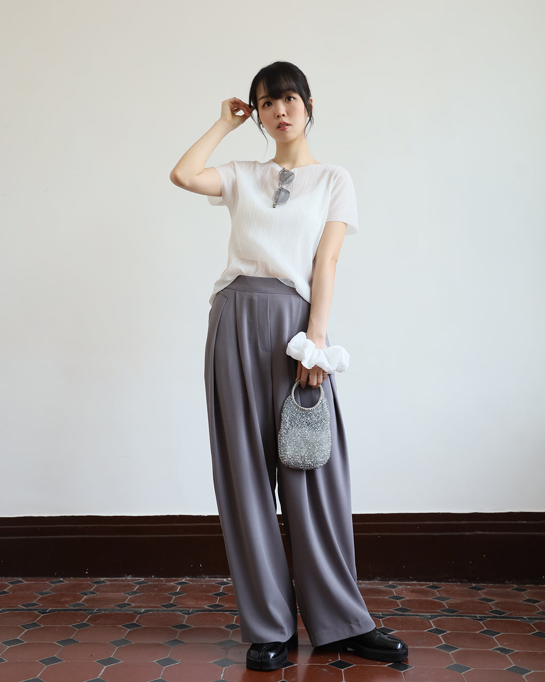 Pleated Top + Hair Band (set)