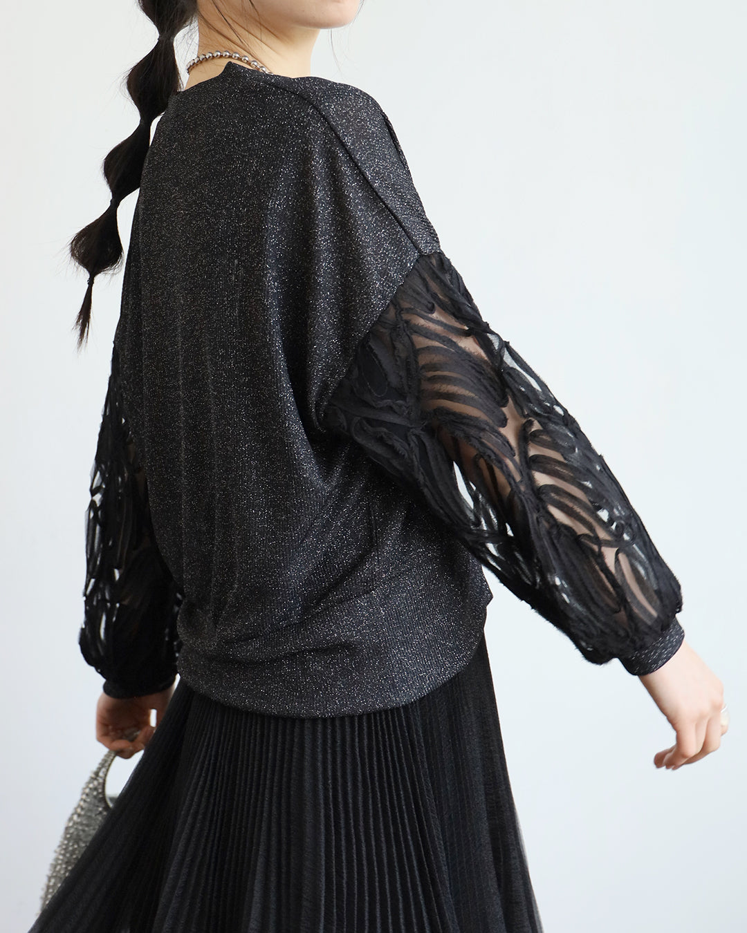 Japan Brand - Mesh Sleeved Metallic Cardigan (2 colors)