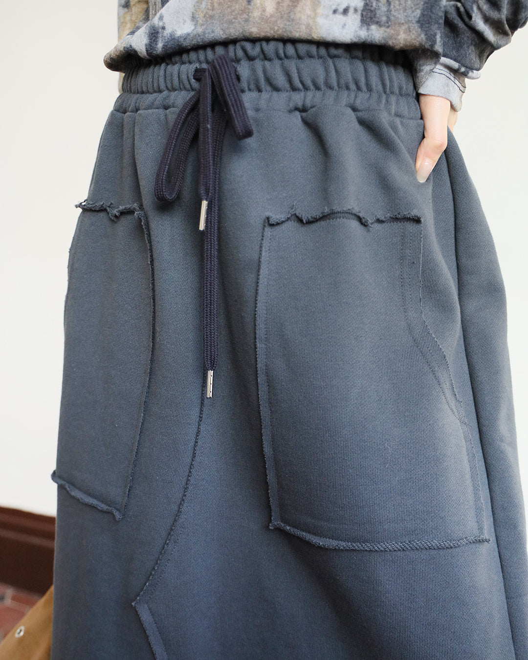 Front Pockets Sweat Skirt (2 color)