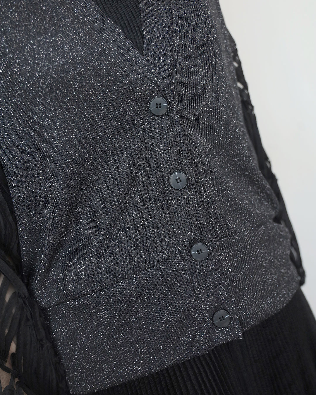 Japan Brand - Mesh Sleeved Metallic Cardigan (2 colors)