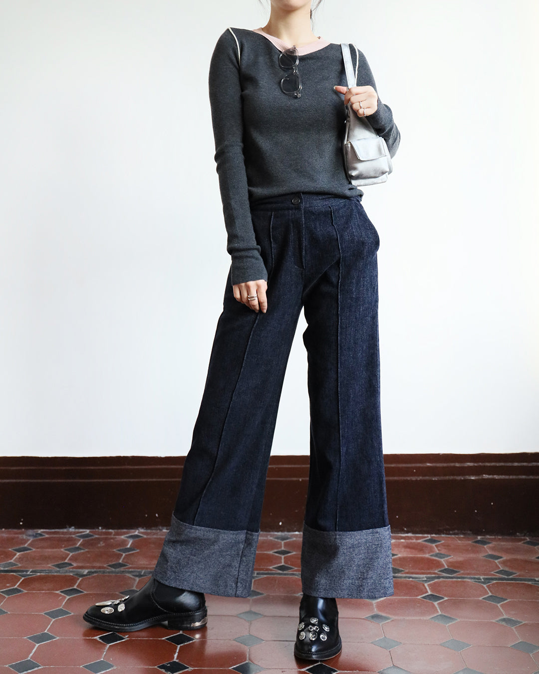 Contrast Collar Knit Top (4 color)