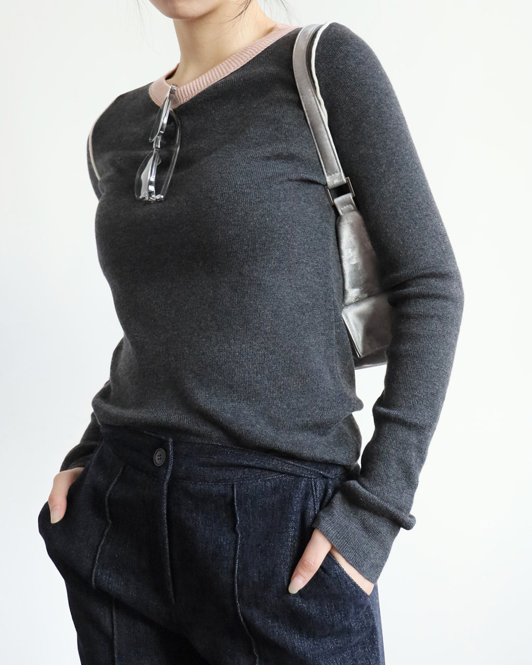 Contrast Collar Knit Top (4 color)