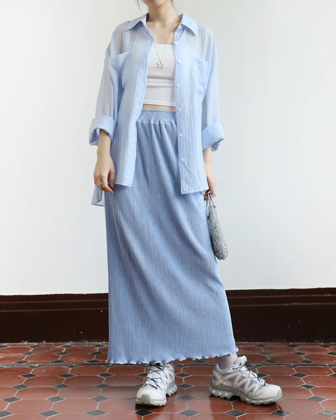Relaxed Pleated Pencil Skirt (7 color)