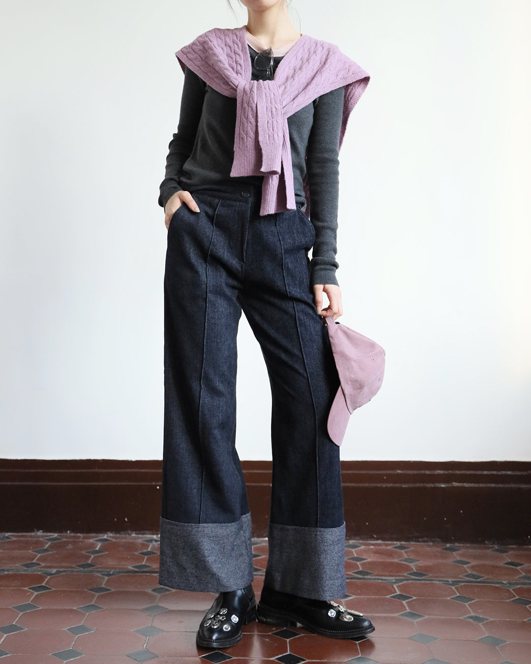 Contrast Collar Knit Top (4 color)