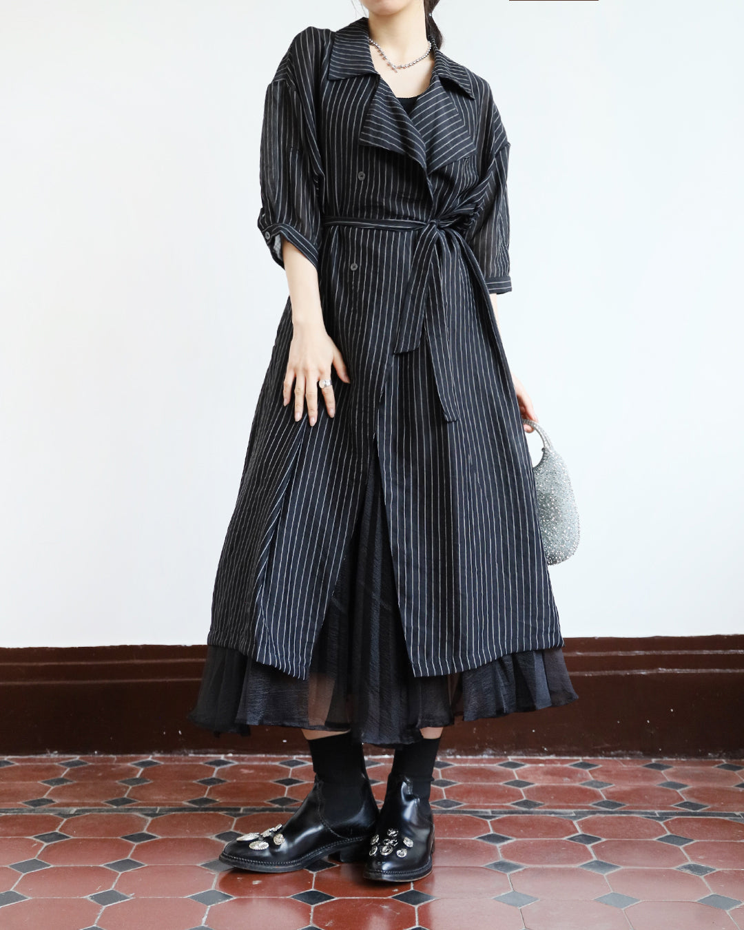 Pinstriped Dress/ Outer (3 colors)