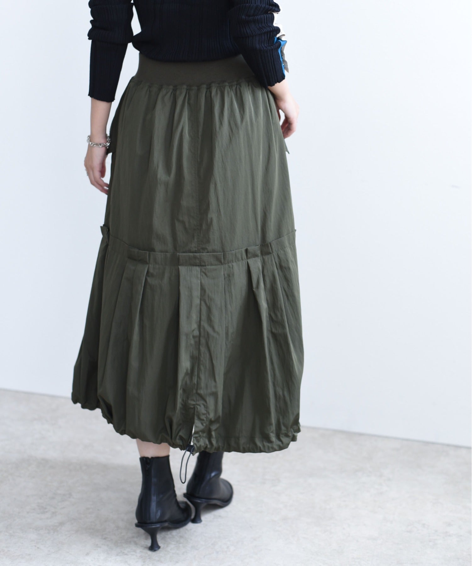 Windbreaker Fabric Pleated Hem Skirt