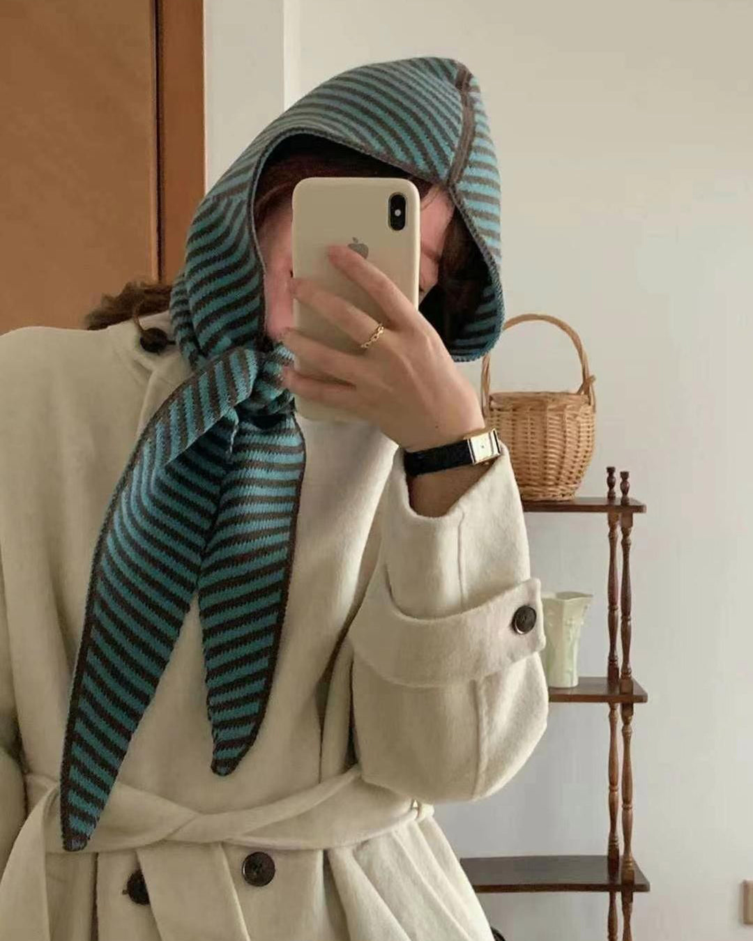 Striped Hooded Scarf