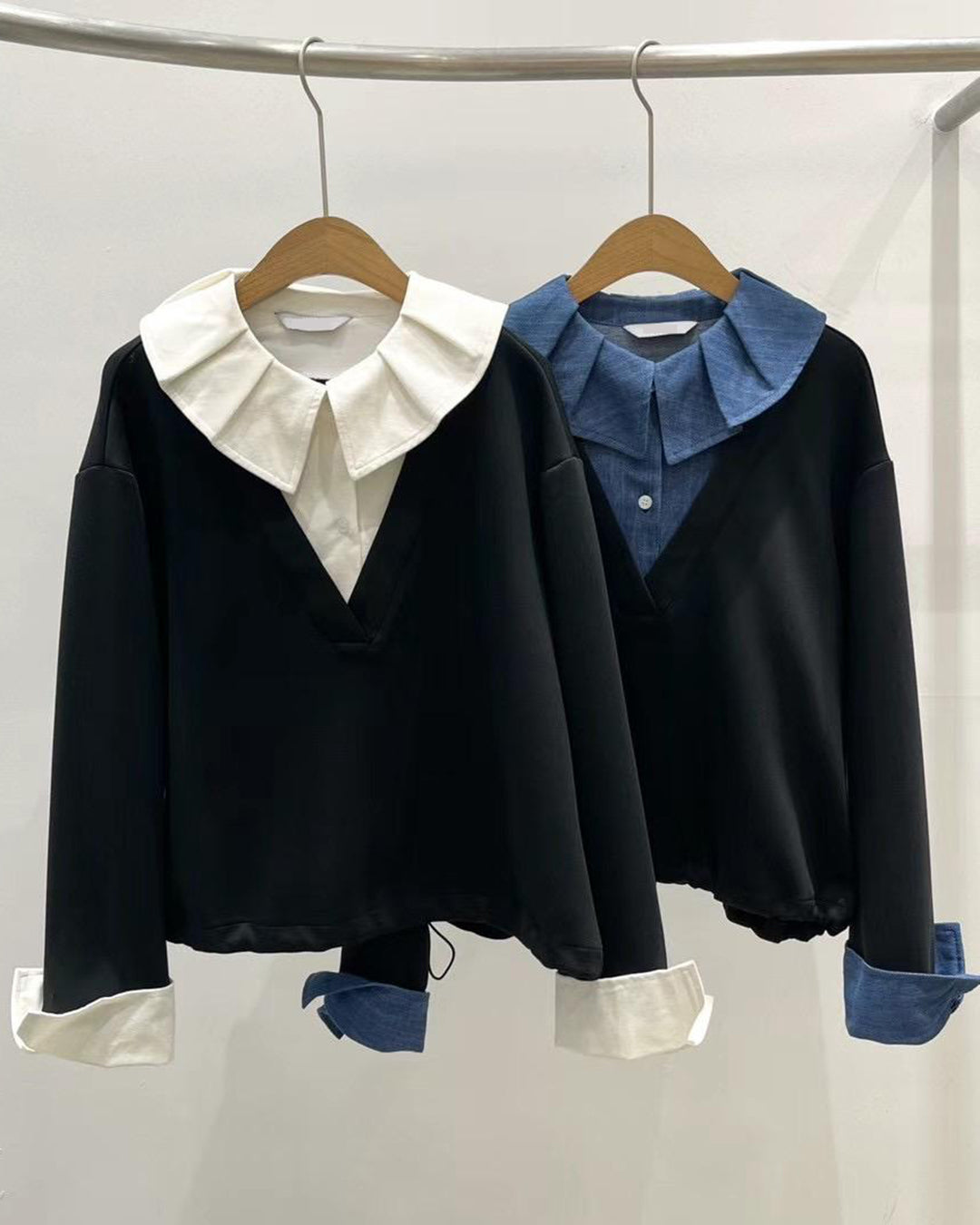 2 in 1 Ruffle Collar Sweatshirt (2 Colors)
