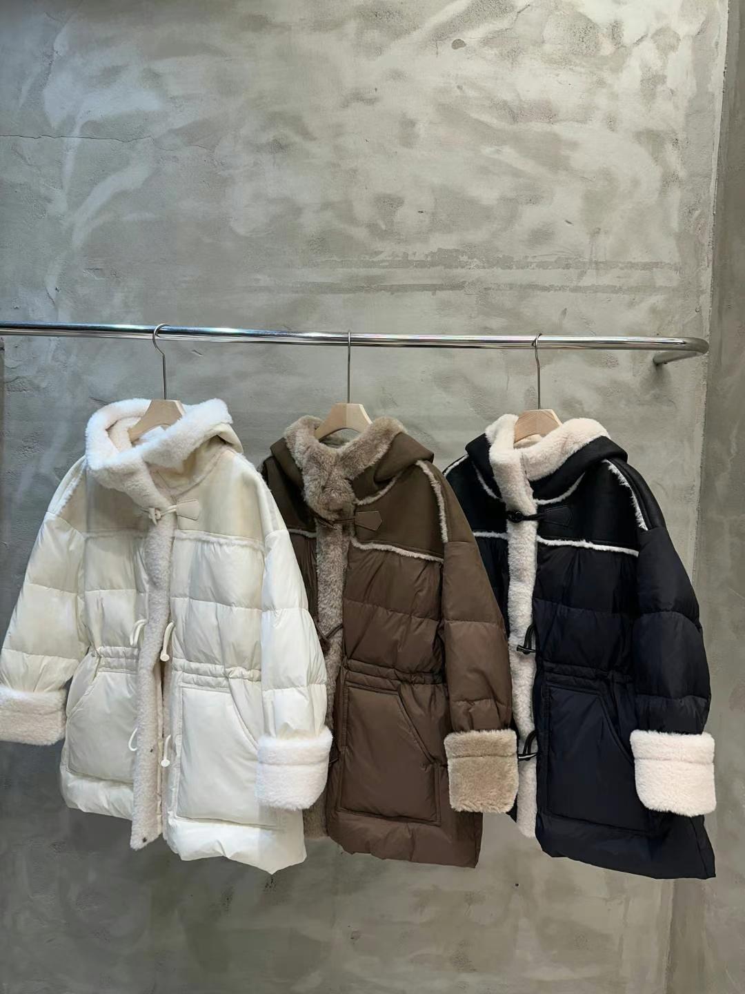 Faux Shearling Trim Down Jacket (3 Color)