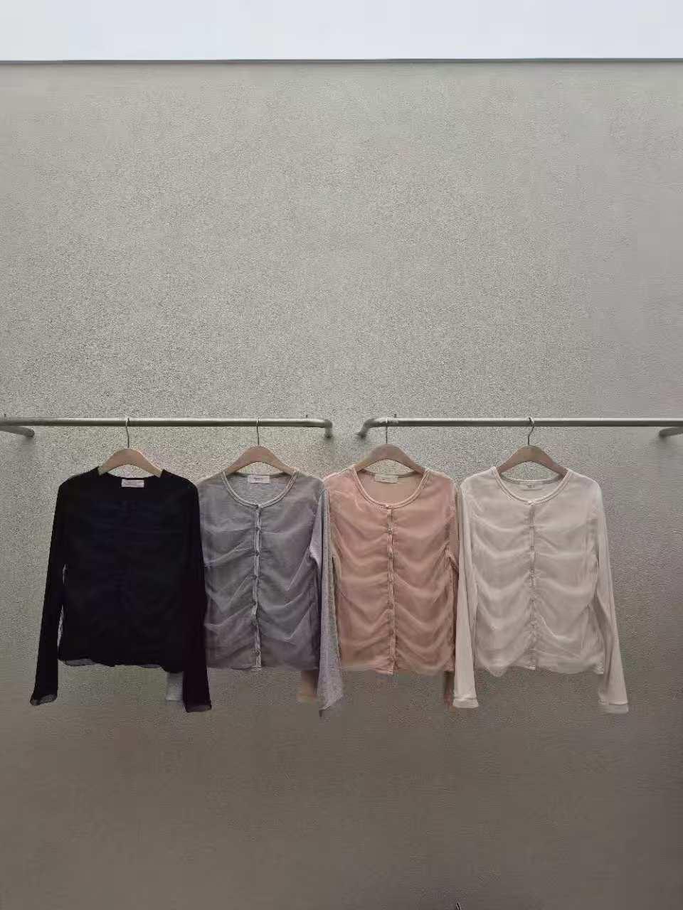 Ruched Mesh Cardigan