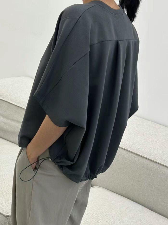 Drawstring Ruffle Back Top (4 color)