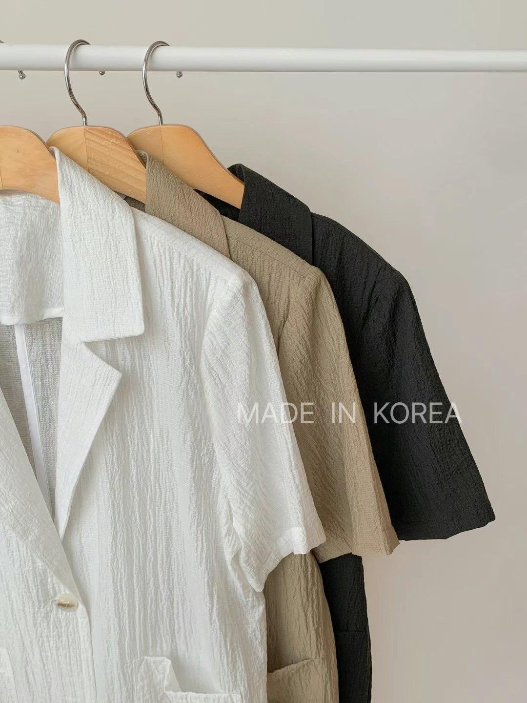 Crinkle Fabric Blazer (3 color)