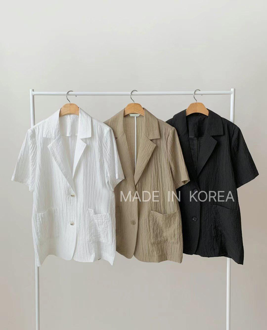 Crinkle Fabric Blazer (3 color)