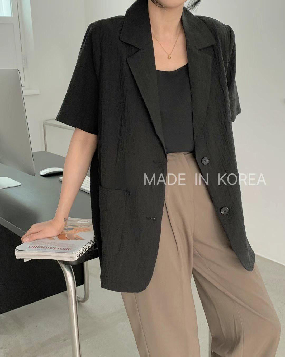 Crinkle Fabric Blazer (3 color)