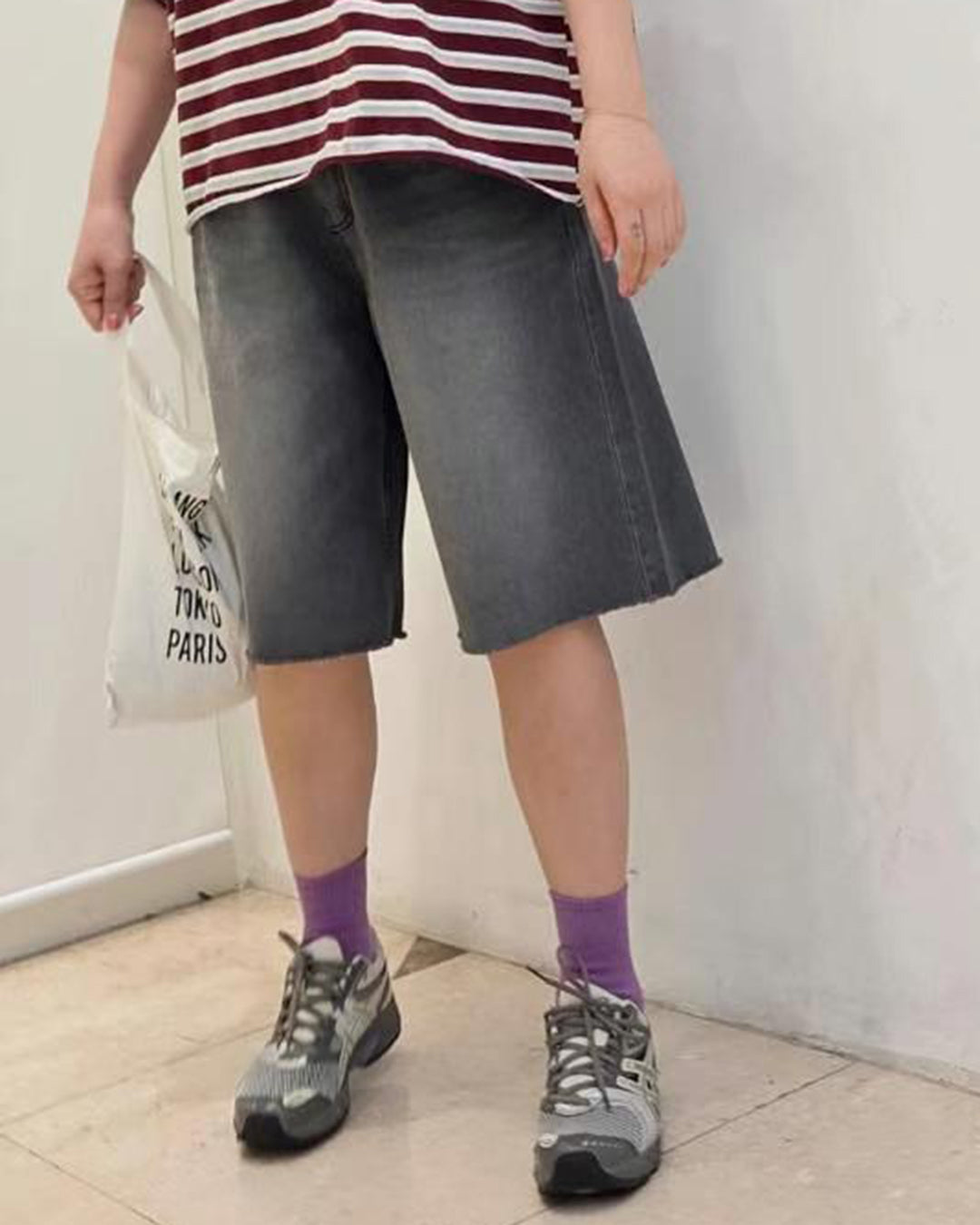 Mid Length Denim Shorts