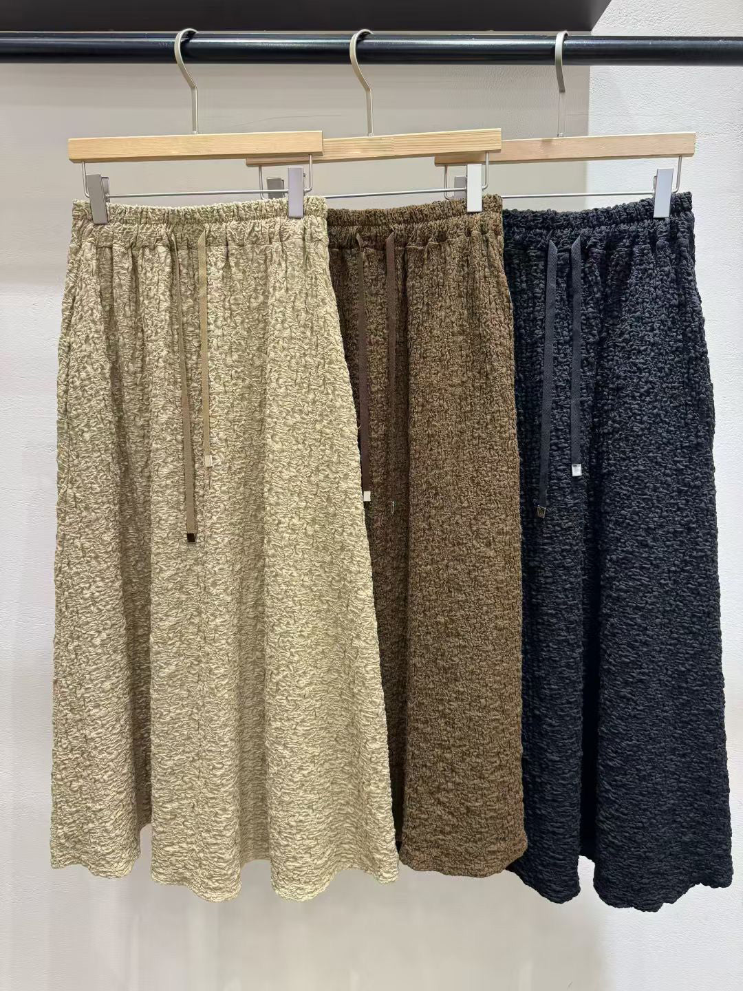 Texture Fabric Skater Skirt (3 color)