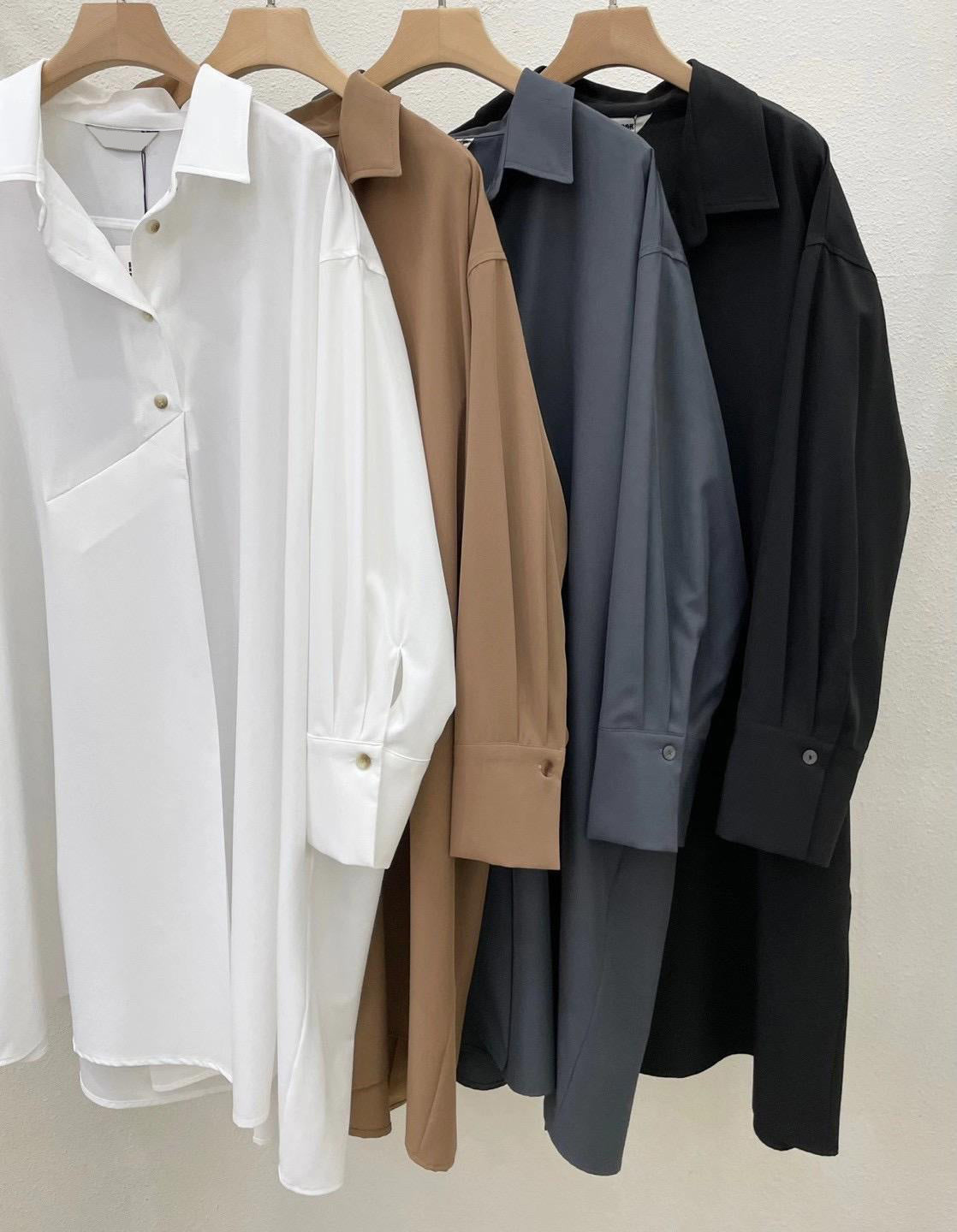 Front Pleated Shirt Dress (4 color)