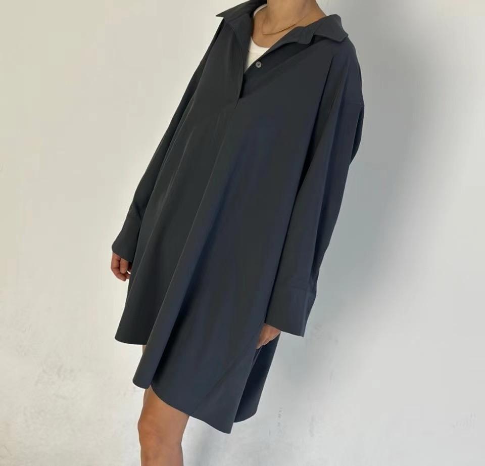 Front Pleated Shirt Dress (4 color)