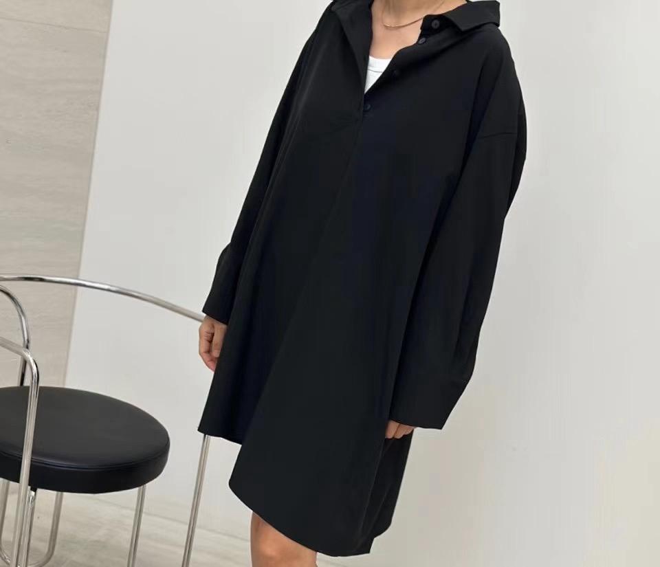 Front Pleated Shirt Dress (4 color)