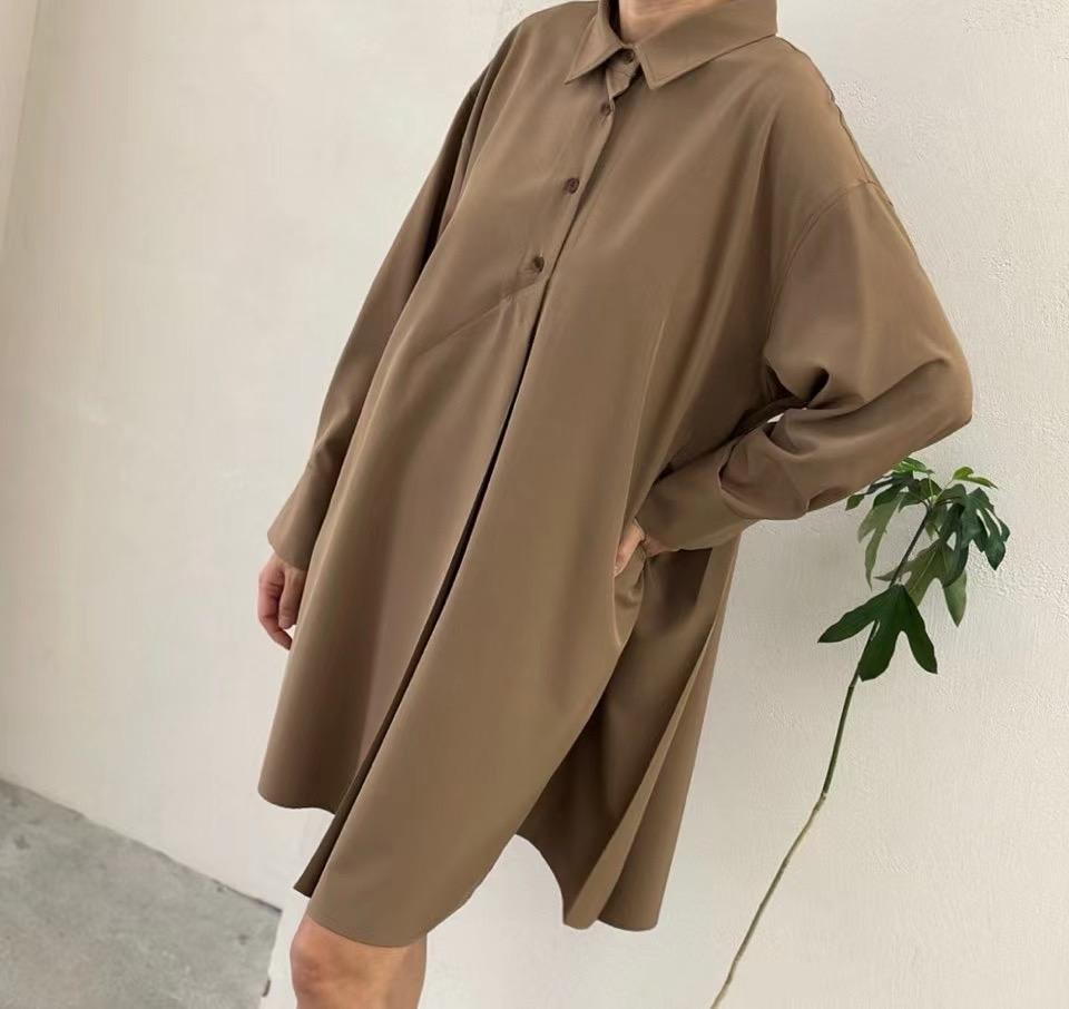 Front Pleated Shirt Dress (4 color)