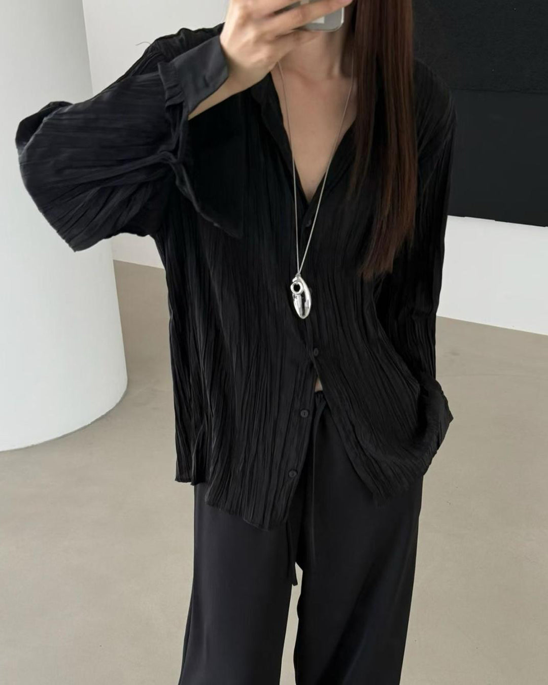 Crinkle Fabric Shirt (2 color)