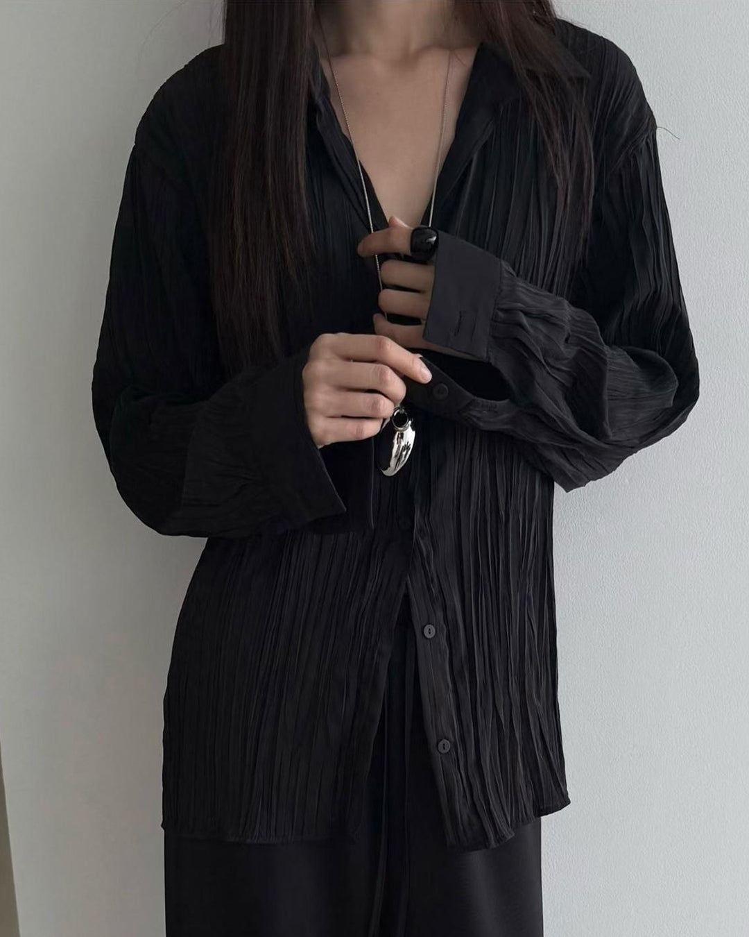 Crinkle Fabric Shirt (2 color)