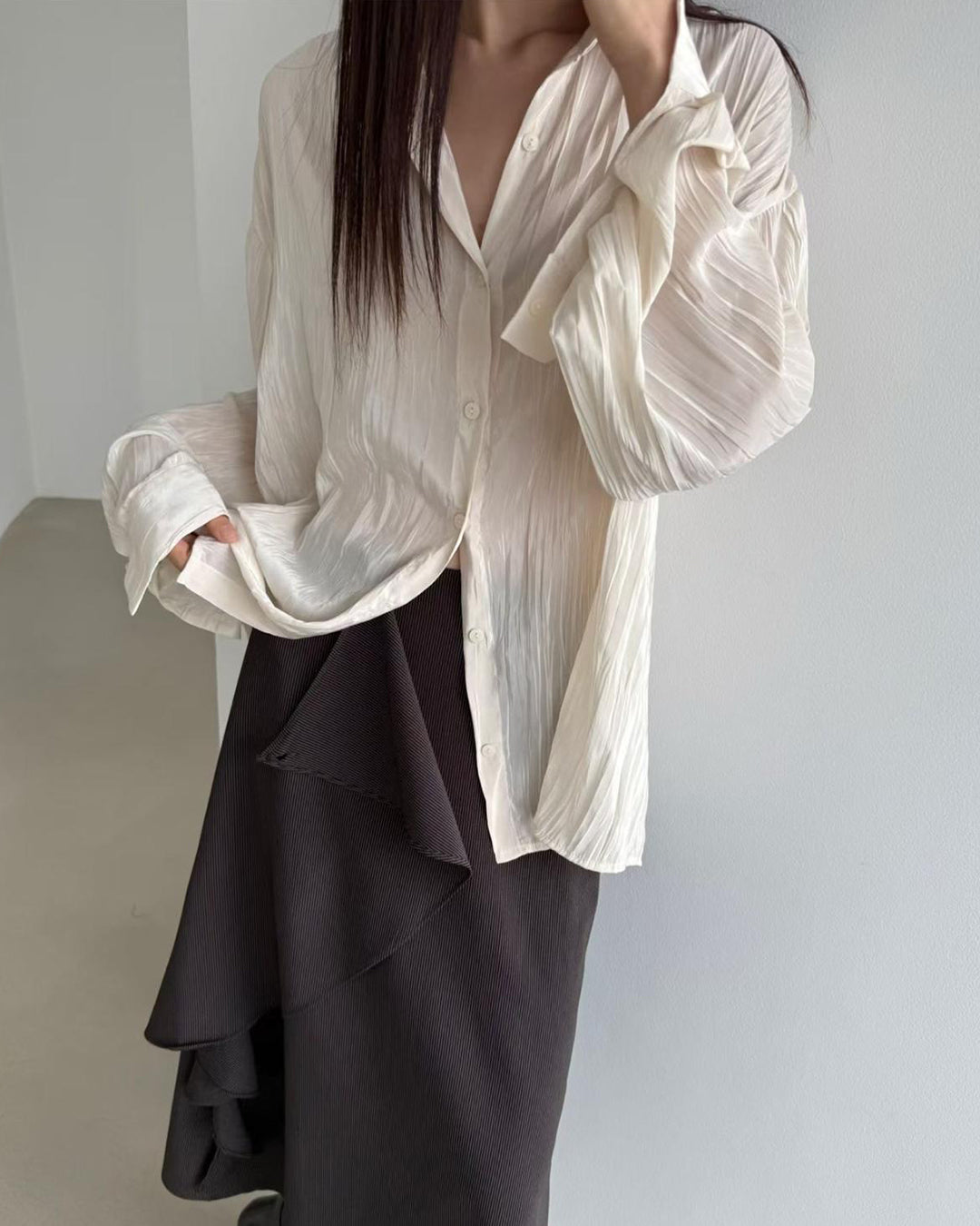 Crinkle Fabric Shirt (2 color)