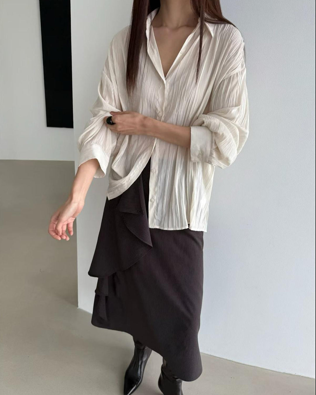 Crinkle Fabric Shirt (2 color)