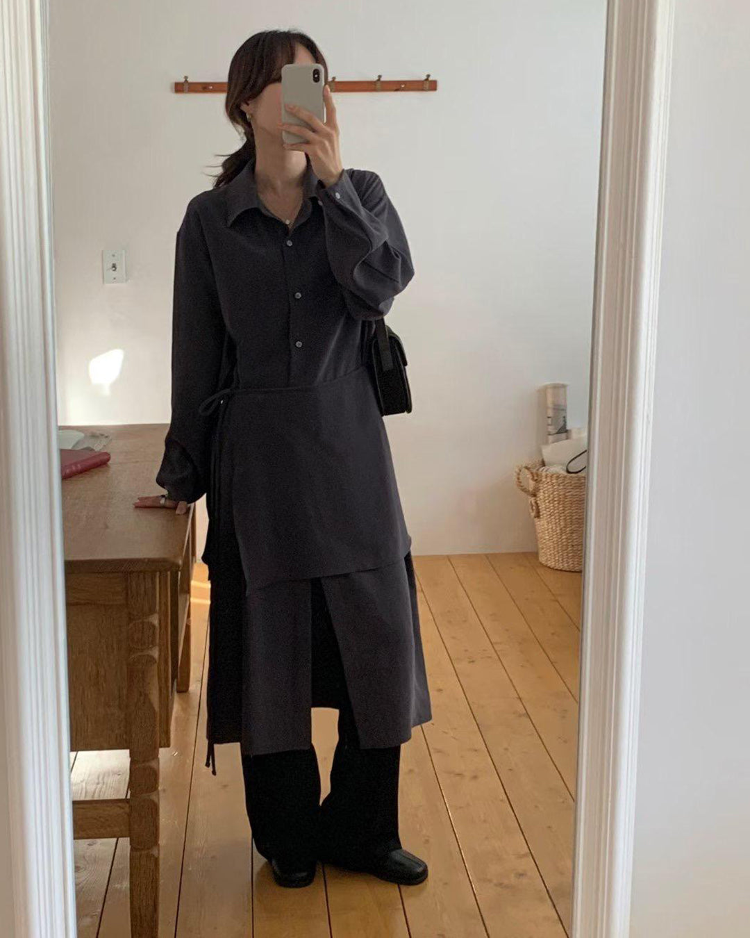 Wrap Layer Shirt Dress (2 color)