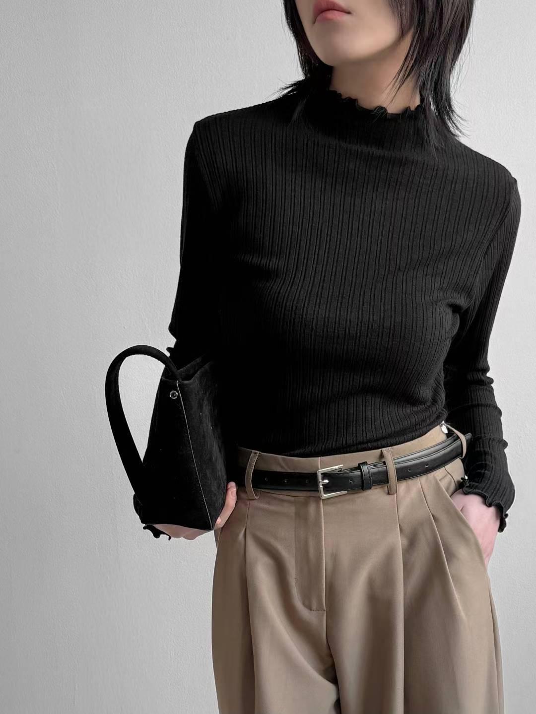 Ruffle Trim Ribbed Top (5 colors)